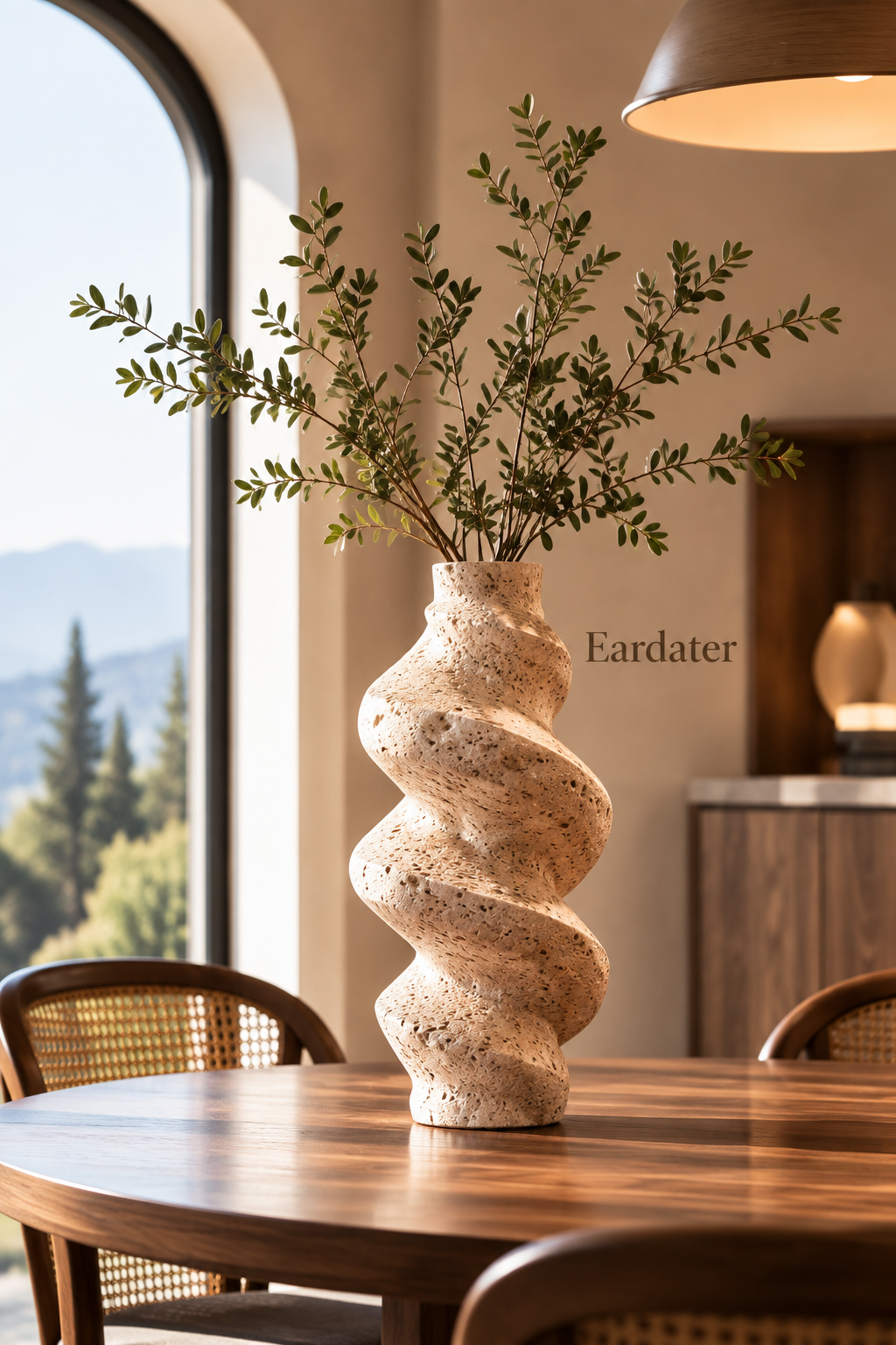 Eardater Spiral Twist Stone‑Effect Art Vase