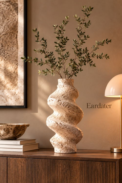 Eardater Spiral Twist Stone‑Effect Art Vase