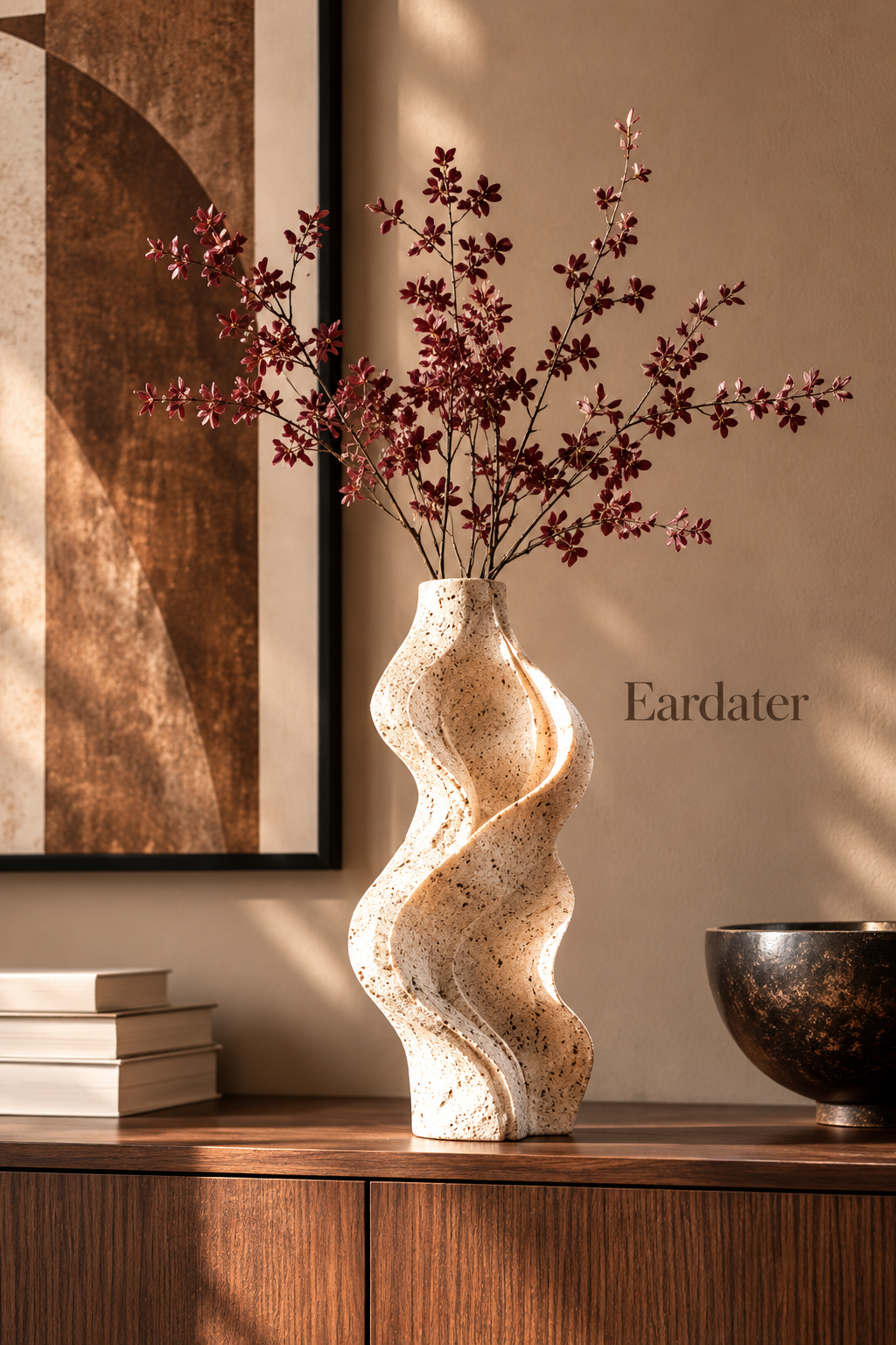 Eardater Layered Wave Twist Stone‑Effect Art Vase