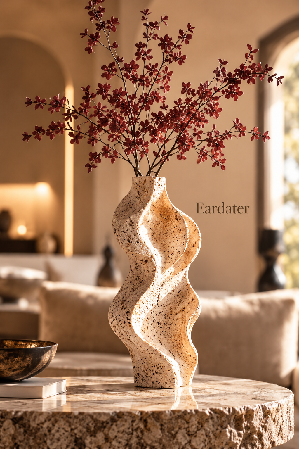Eardater Layered Wave Twist Stone‑Effect Art Vase