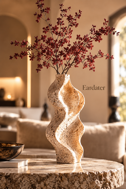 Eardater Layered Wave Twist Stone‑Effect Art Vase