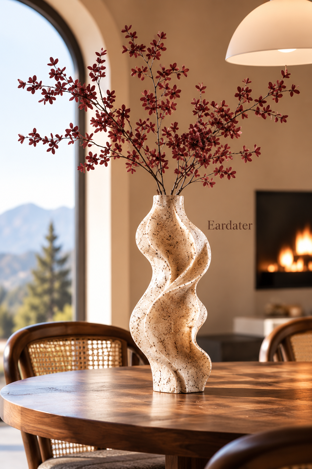Eardater Layered Wave Twist Stone‑Effect Art Vase