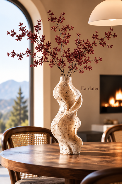 Eardater Layered Wave Twist Stone‑Effect Art Vase