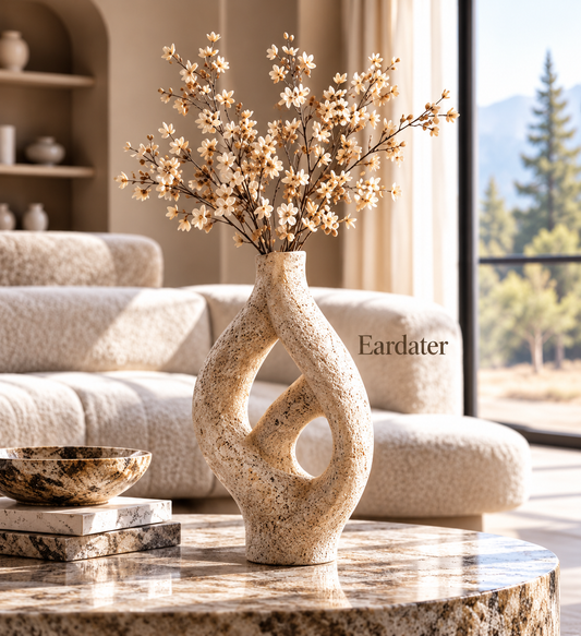 Eardater Intertwined Loop Hollow Stone‑Effect Art Vase