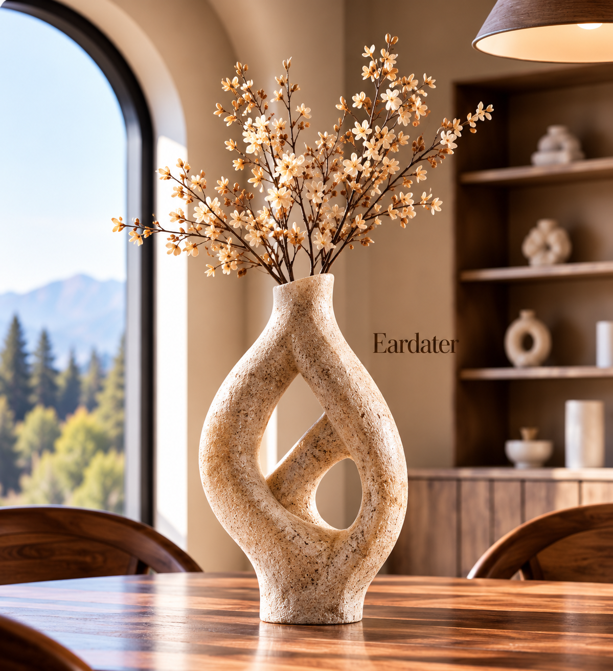 Eardater Intertwined Loop Hollow Stone‑Effect Art Vase