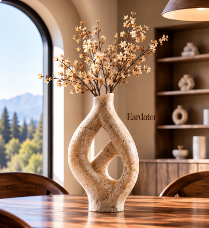 Eardater Intertwined Loop Hollow Stone‑Effect Art Vase