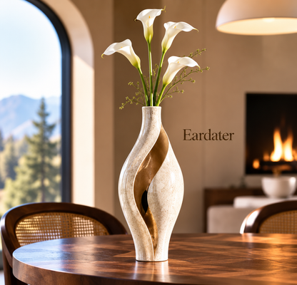 Eardater Two‑Tone Swirl Hollow Sculptural Vase