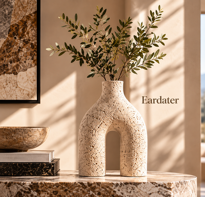 Eardater Arch‑Shaped Pore‑Textured Stone‑Effect Vase