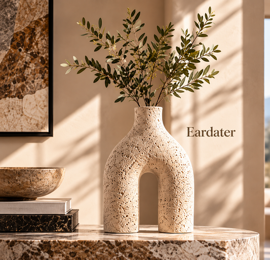 Eardater Arch‑Shaped Pore‑Textured Stone‑Effect Vase