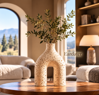 Eardater Arch‑Shaped Pore‑Textured Stone‑Effect Vase