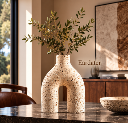 Eardater Arch‑Shaped Pore‑Textured Stone‑Effect Vase